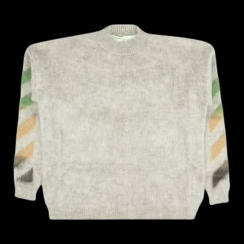Off-White Diag Brushed Mohair Sweater 'Grey'