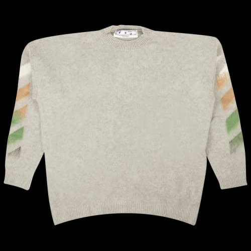 Off-White SS21 Logo Printing Stripe Knit Gray