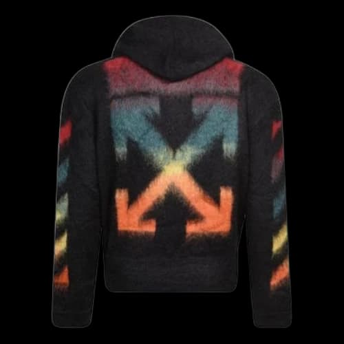 Off-White Fleece Zipper Hooded Jacket Black