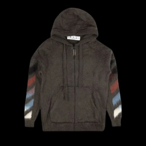 Off-White Brushed Mohair Zip Hoodie 'Grey'