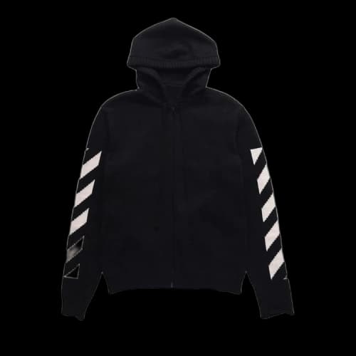 Off-White Diag Arrow Knit Zip Hoodie 'Black/White'