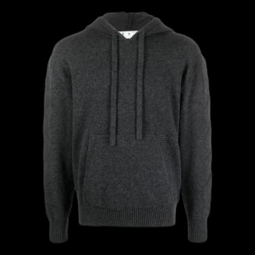 Off-White SS22 Solid Color Back logo Printing Hooded Long Sleeves Gray