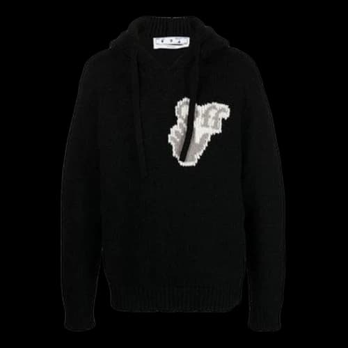 Off-White Knitted Hooded Sweatshirt 'Black'