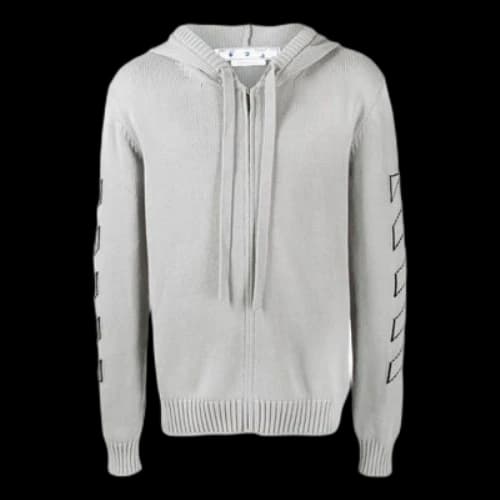 Off-White FW22 Solid Color Logo Printing Pullover Hooded Jacket Version Light Grey