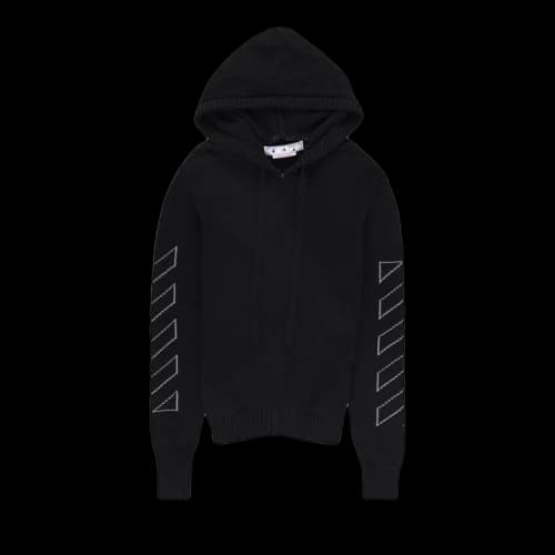 OFF-WHITE Diag Outline Knit Zip Hoodie Black