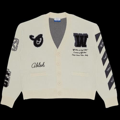 Off-White Varsity Knit Cardigan 'Cream/Black'