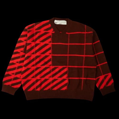 Off-White Wool Diag Panel Sweater 'Maroon'