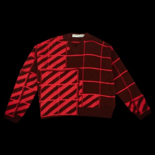 Off-White Diagonal V-Neck Sweater 'Maroon'