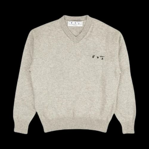 Off-White Logo V-Neck Sweater 'Grey'