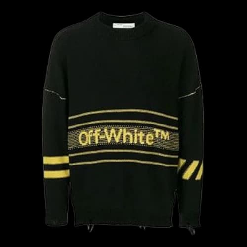 Off-White logo Knit Round Neck Black