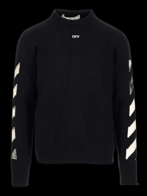 OFF-WHITE Diagonal Crewneck Knit Black/White