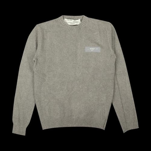 Off-White Logo Knit Crew Sweater 'Grey'