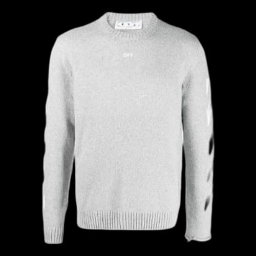 Off-White SS21 Logo Pattern Round Neck Pullover Gray