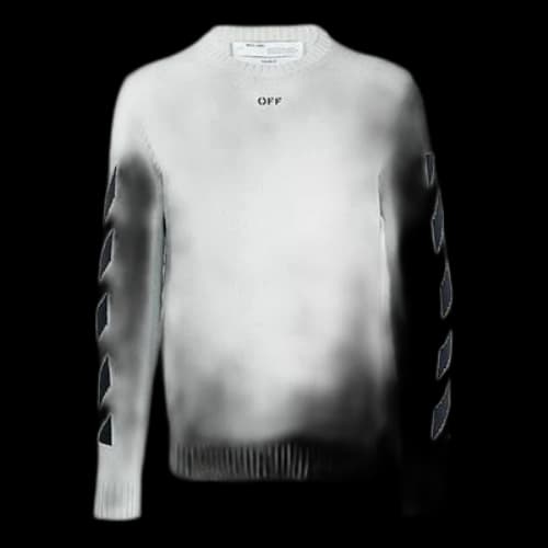Off-White Arrows Diagonal Stripes Intarsia Pullover Wool Sweater Slim Fit White