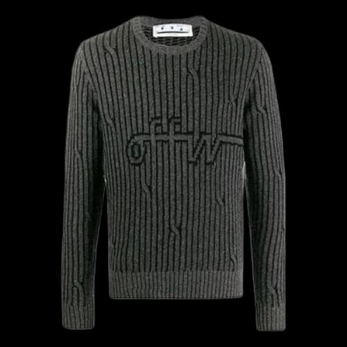 Off-White Intarsia Knit Long Sleeves Gray