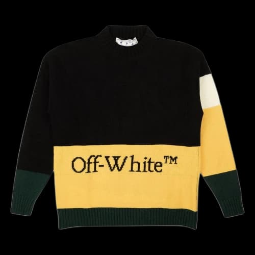 Off-White Color Block Off Crewneck 'Black/Yellow'