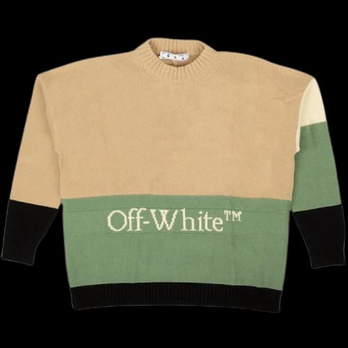 Off-White Block Wool Crewneck 'Beige/Green/Black'