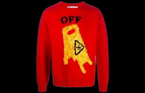 Off-White Round Neck Skeleton Red