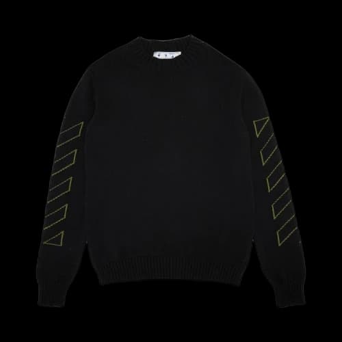 Off-White Arrow Diag Outline Knit Crewneck 'Black/Green'