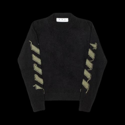 Off-White Reverse Arrow Diag Knit Crewneck 'Black/Green'