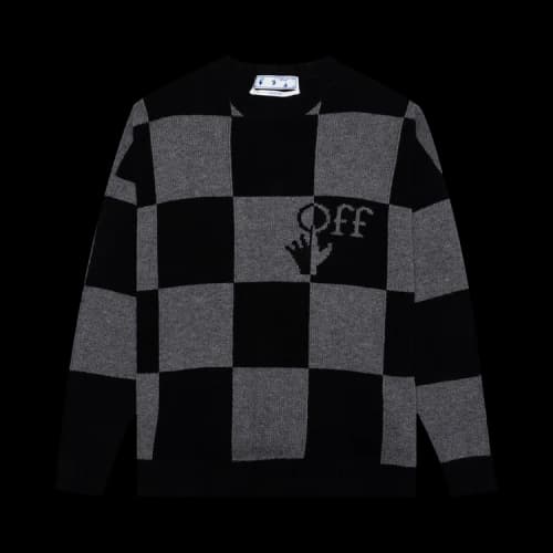 Off-White FW21 Grid Logo Intarsia Knit Ordinary Version Black