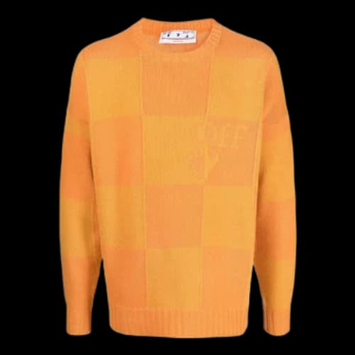Off-White Checkerboard Logo Intarsi Knit Jumper