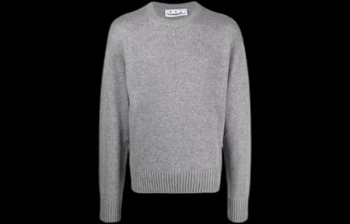 Off-White FW21 Basic Round Neck Pullover Wool Sweater Gray