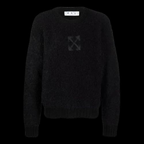 Off-White FW21 Logo Arrow Pattern Long Sleeves Wool Sweater Black