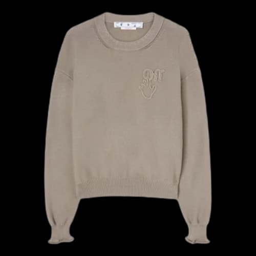 Off-White FW22 Logo Round Neck Pullover Long Sleeves Wool Sweater Version Brown