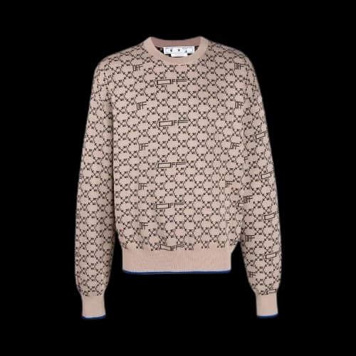 Off-White Monogram Allover Knit Crewneck 'Camel/Black'