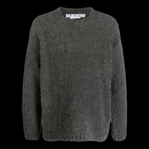 Off-White FW22 Splicing Pattern Ribbed Knit Wool Sweater Black