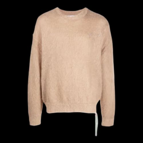 Off-White FW22 Back Arrow Printing Round Neck Long Sleeves Pullover Wool Sweater Version Brown