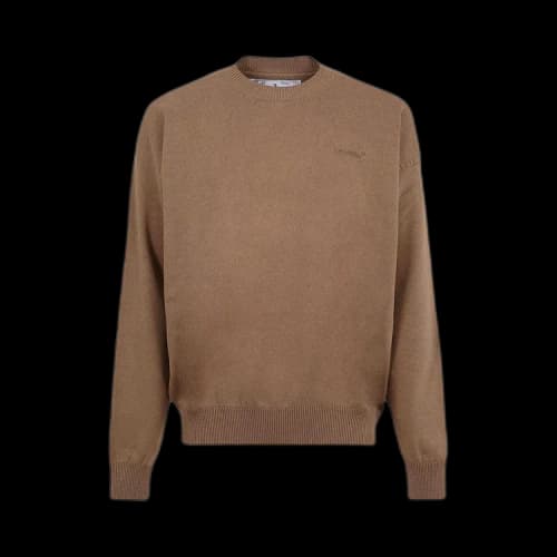 Off-White Stretch Cotton Crewneck 'Camel'