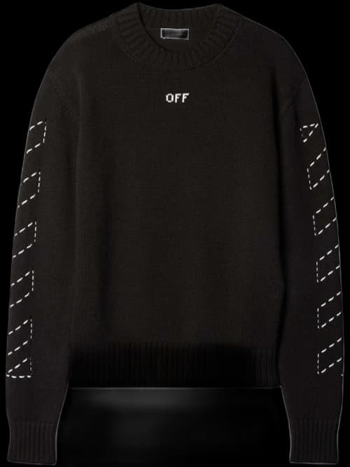 OFF-WHITE Arrows-Embroidery Crew-Neck Jumper Black