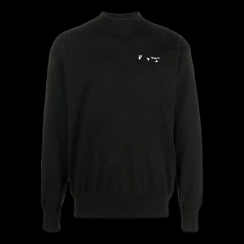 Off-White SS21 Logo Embroidered Pattern Knit Version Black