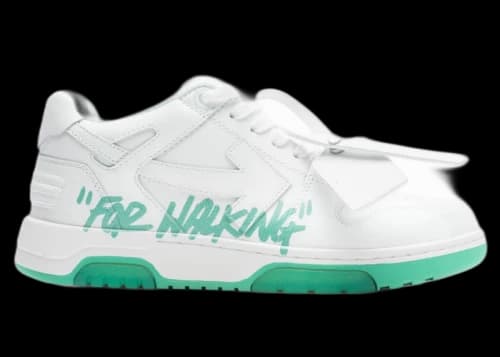 OFF-WHITE Out Of Office OOO "For Walking" Low Tops White Green