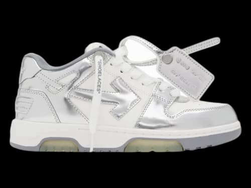 OFF-WHITE Out Of Office OOO Low Tops Silver White