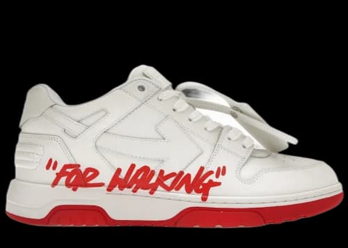 OFF-WHITE Out Of Office OOO Low Tops White Red
