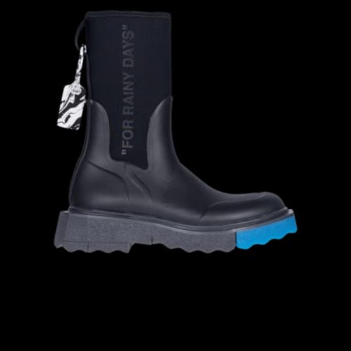 Off-White Sponge Rubber Rain Boot 'For Rainy Days - Black Blue'