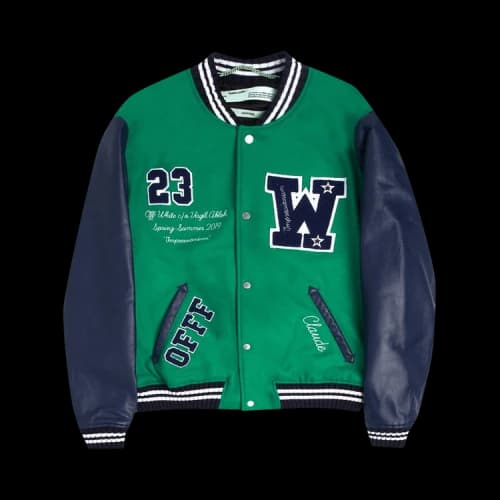 Off-White Skinny Luxury Varsity Jacket 'Green'