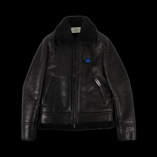 Off-White Leather Shearling Lined Jacket 'Black'