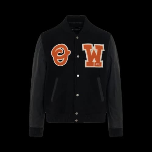 Off-White Patch Varsity Jacket 'Black/Orange'