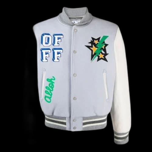 Off-White SS21 Pattern Printing aviator Jacket Blue