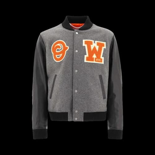 OFF-WHITE Logo Lettering Bomber Jacket Grey/Black