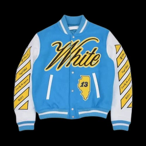Off-White Vars World Leather Jacket 'Turquoise/Yellow'