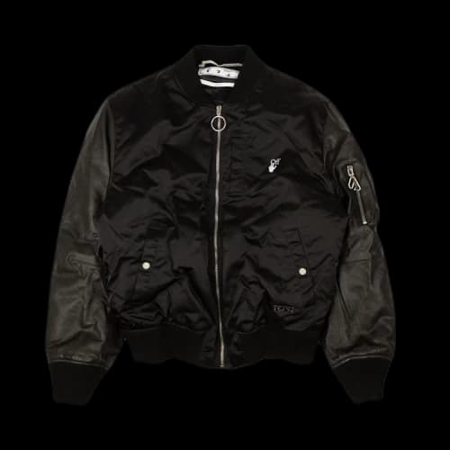 Off-White Leather Bomber Jacket 'Black'