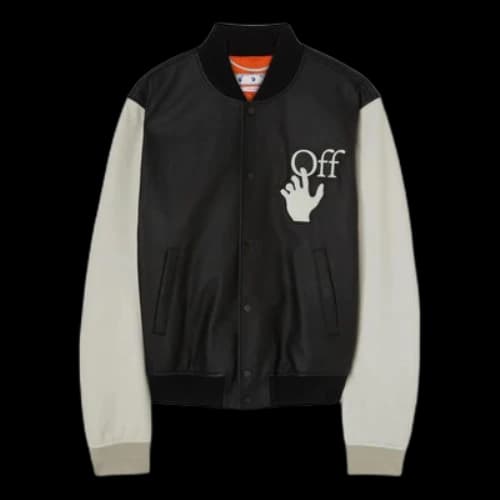 Off-White FW22 Splicing Alphabet Logo Printing Long Sleeves Version Black Jacket