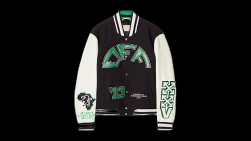OFF-WHITE Off Croco Lea Wool Varsity Jacket Black