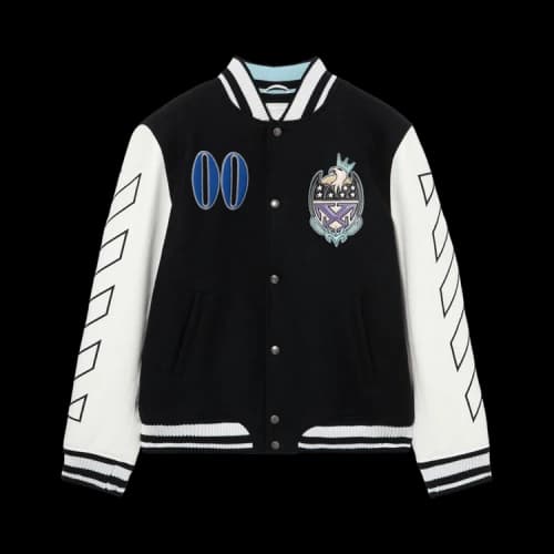 Off-White Royal Jewels Leather Wool Varsity Jacket 'Black'