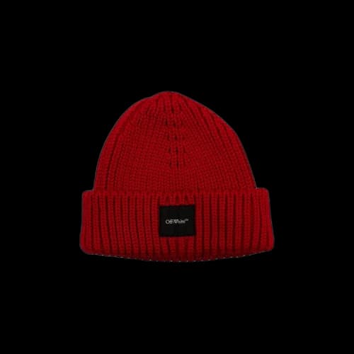 Off-White Rib Knit Cuffed Beanie 'Red'